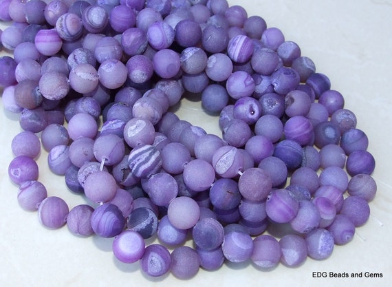 10MM TITANIUM LAVENDER PIXIE DUST DRUZY GEMSTONE PURPLE ROUND LOOSE BEADS 15/"