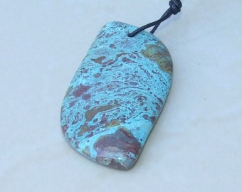 Ocean Jasper Pendant, Highly Polished Stone Pendant, Druzy Pendant, Gemstone Pendant, Jasper Pendant, Necklace Pendant, 24mm x 46mm - 8988
