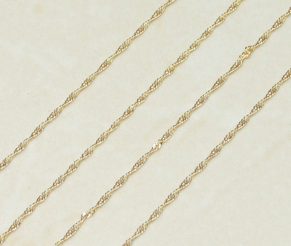 Twist Chain Necklace- 14K White Solid Gold - Oak & Luna