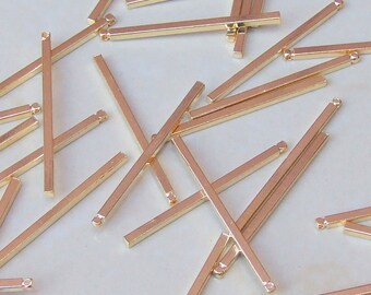 Ten Gold Plated Brass Rectangle Pendant - Bar Pendant - Square Pendant - Top Loop - 10 each - 2mm x 2mm x 40mm long