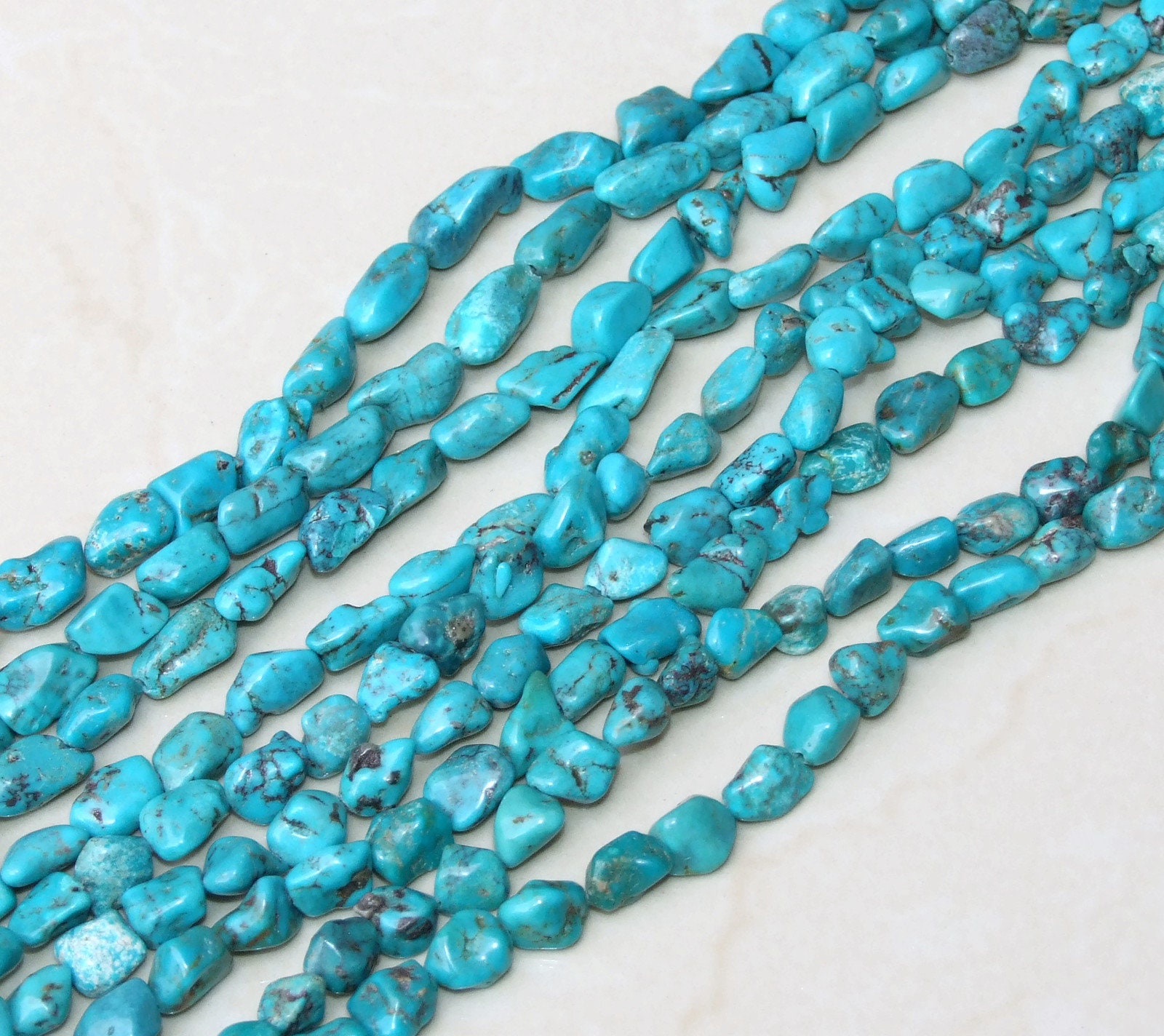 Blue Turquoise Nuggets Beads Dark Blue turquoise Arizona Turquoise 13 long strand Natural Beads