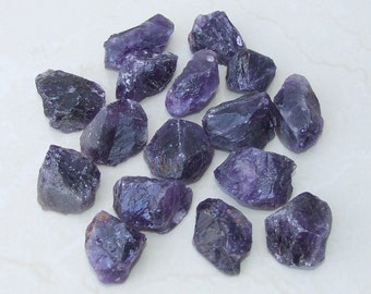 Four Raw Purple Amethyst Gemstone Chunks, Undrilled Rough Natural Stones Rocks.  Approx. 1-1/4 - 2 inch (35-50mm)