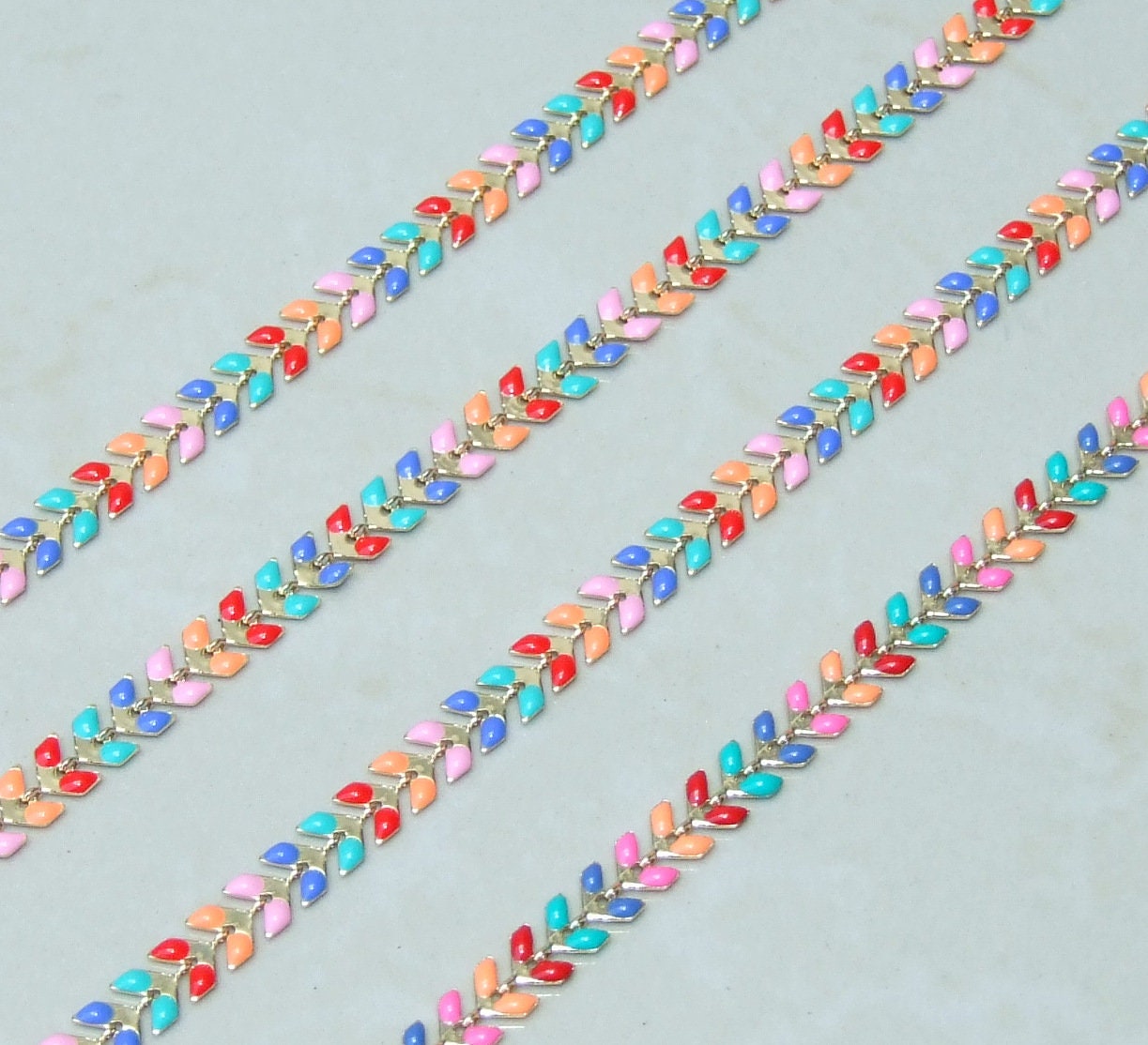 Fish Roe Pattern Chain Enamel Chain, Gold Plated Fish Bone Chain, Chevron Chain, Necklace ...
