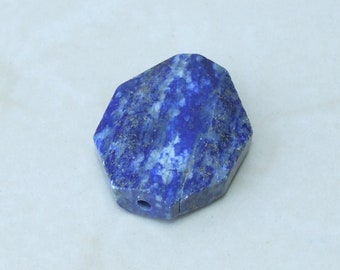 Lapis Pendant Bead - Natural Stone Pendant - Druzy Pendant - Gemstone Pendant Bead - Faceted - Gemstone Connector  - 24mm x 29mm - 9913