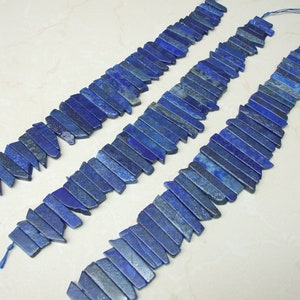 Lapis Beads, Polished Pendant Slice, Lapis Beads, Lapis Lazuli Slice, Gemstone Beads, Lapis Jewelry Supplies, Half Strand 25mm to 40mm image 3