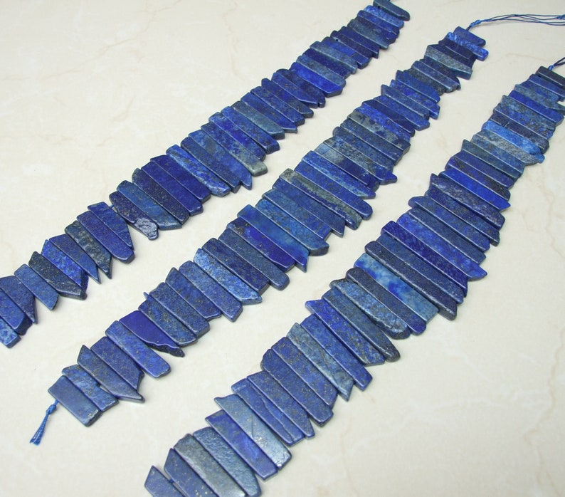 Lapis Beads, Polished Pendant Slice, Lapis Beads, Lapis Lazuli Slice, Gemstone Beads, Lapis Jewelry Supplies, Half Strand 25mm to 40mm image 3