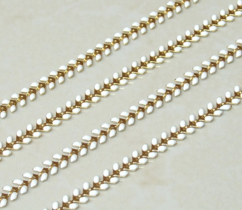 Fish Roe Pattern Chain Enamel Chain, Gold Plated Fish Bone Chain, Chevron Chain, Necklace ...