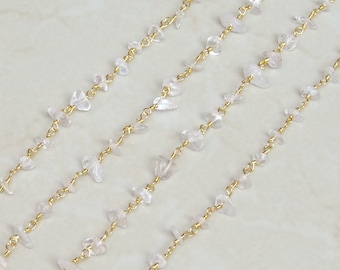 Catena del rosario in quarzo ialino a piede, catena del rosario con perline, catena del rosario all'ingrosso, catena del rosario sfusa, catena del rosario per la creazione di gioielli