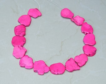 Pink Magnesite Beads, Magnesite Nuggets Beads Slabs, Howlite Beads, Slab Gemstone, Howlite Necklace, Loose Stones, Slabs - 25mm to 35+mm