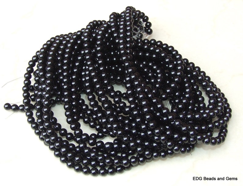 Black Agate Beads. Round Polished Agate Beads 6mm 14 inch Strand image 1