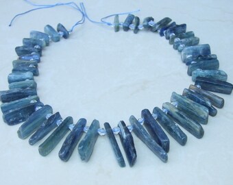 Kyanite - Blue Green Polished Natural Kyanite, Gemstone Kyanite Slices, Graduated, Kyanite Beads, Full Strand - 15mm - 40mm - 2245