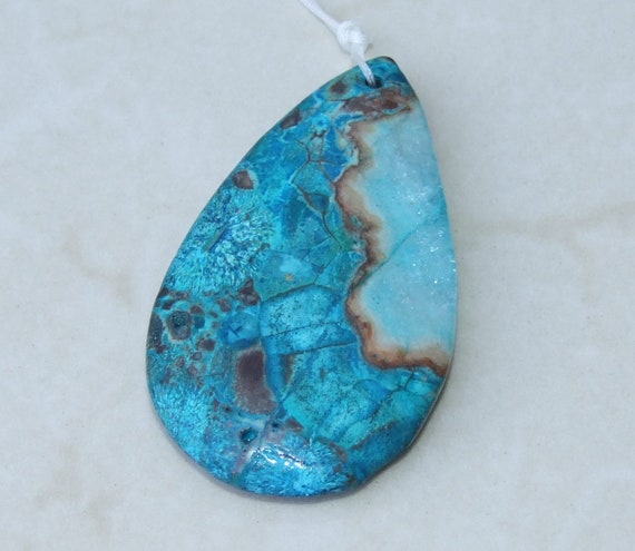 Ocean Jasper Pendant, Highly Polished Stone Pendant, Druzy Pendant, Gemstone Pendant, Jasper Pendant, Necklace Pendant, 35mm x 61mm - 9542
