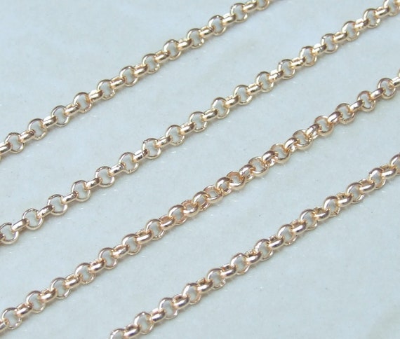 Gold Plated Rolo Chain, Jewelry Chain, Necklace Chain, Brass Chain, Body Chain, Belly Chain, Bulk Chain, Jewelry Supplies, 2.5mm x 0.8mm 13G