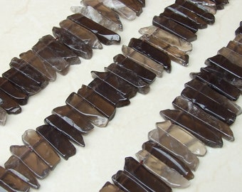 Smoky Quartz Slice, Polished Slice, Quartz Beads, Quartz Pendants, Gemstone Beads, Loose Quartz Jewelry Stones, Half Strand - 25mm to 45+mm