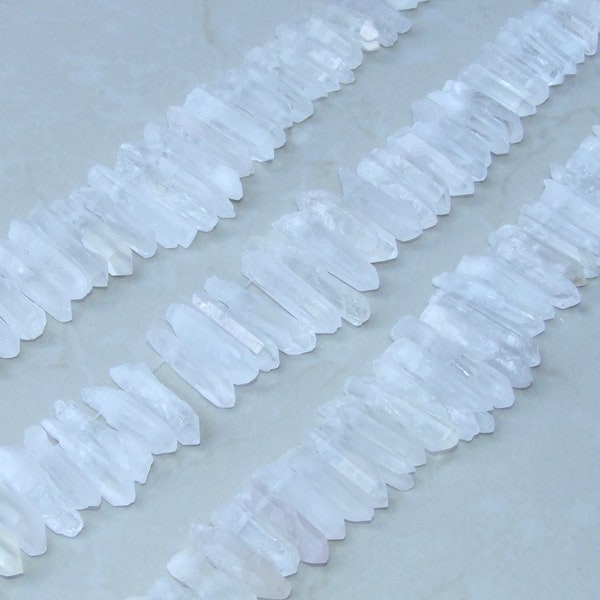 Clear Quartz Points, Crystals Points, Raw Rough Natural Quartz, Graduated, Gemstone Beads, Quartz Jewelry, Half Strand - 20mm - 38mm