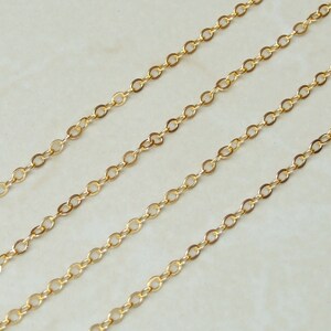 Oval Link Cable Chain, Flat Cable Chain, Jewelry Chain, Necklace Chain, Gold Plated Chain, Body Chain, Bulk Chain, 2.2mm x 3mm, SZ-G