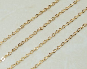 Oval Link Cable Chain, Flat Cable Chain, Jewelry Chain, Necklace Chain, Gold Plated Chain, Body Chain, Bulk Chain, 2.2mm x 3mm, SZ-G