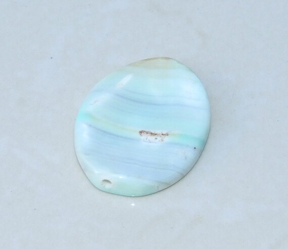 Pale Blue Agate Druzy Polished Twisted Oval Bead  - Blue Druzy Bead Pendant - Druzy Pendant Connector - Center Drilled - 32mm x 41mm - 7270