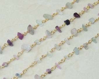 Fluorite Rosary Chain by the Foot, Rosary Chain with Beads, Rosary Chain Wholesale, Rosary Chain Bulk, Rosary Chain for Jewelry Making