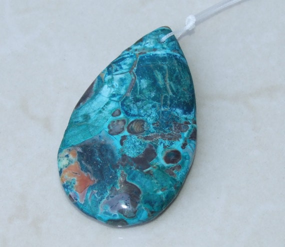 Ocean Jasper Pendant, Highly Polished Stone Pendant, Druzy Pendant, Gemstone Pendant, Jasper Pendant, Necklace Pendant, 35mm x 61mm - 9543