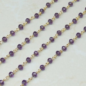 Amethyst Glass Rosary Chain by the Foot, Rosary Chain with Beads, Rosary Chain Wholesale, Rosary Chain Bulk, Jewelry Making, 5mm x 6mm