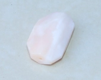 Pink Peruvian Opal Faceted Bead, Gemstone Bead, Polished Pink Opal, Emerald Cut Pendant, Jewelry Stones, Center Drilled - 19mm x 30mm - 7251