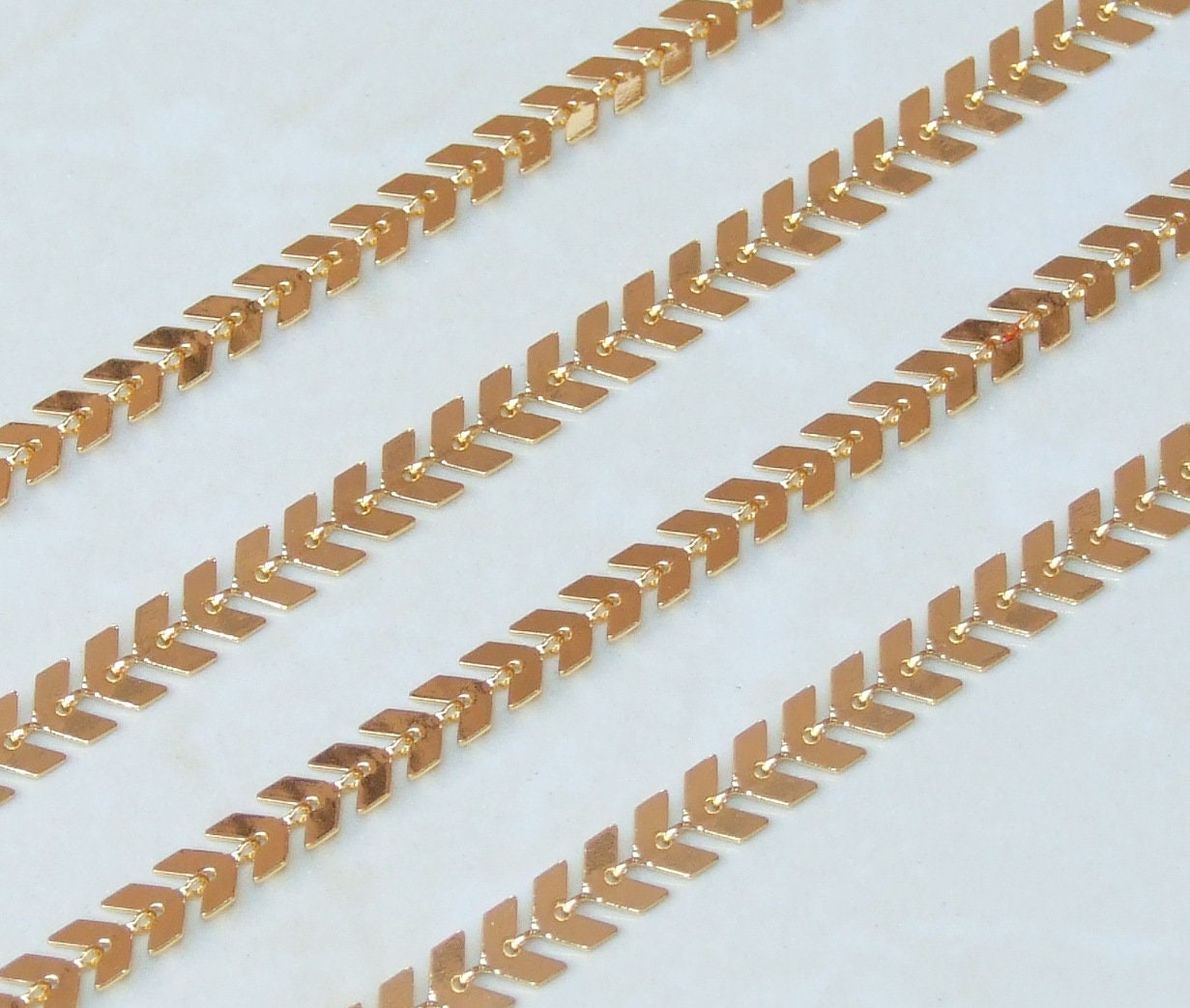 Fish Roe Pattern Chain Enamel Chain, Gold Plated Fish Bone Chain, Chevron Chain, Necklace ...