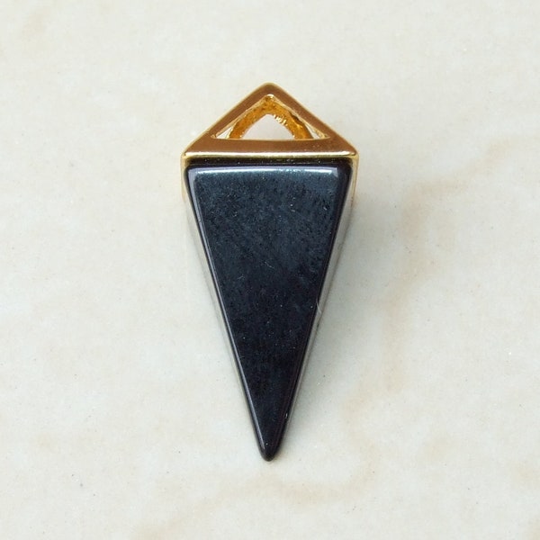 Black Onyx Pendant - Pyramid Pendant - Triangle Pendant - Black Onyx Point - Gemstone Pyramid Pendant - 15mm x 34mm