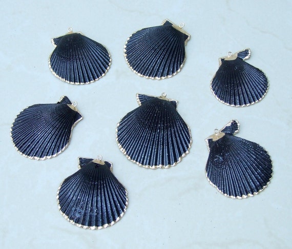 Hand Painted Scallop Shell Pendant Gold Edge Loop Natural Seashell Sea Shell Shell Necklace Beach Jewelry Ocean Seashell 40 55mm 05T Etsy
