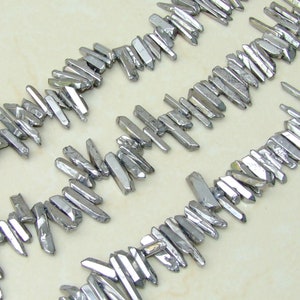 Polished Silver Titanium Quartz Cluster Point, Titanium Quartz Points Strand, Quartz Points, Quartz Crystals Points Strand, Random, 15-30mm
