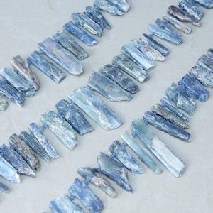 Blue Gray Kyanite Slice Beads, Natural Kyanite Slice, Kyanite Pendants, Natural Gemstone Beads, Kyanite Jewelry, Full Strand - 40+mm / 60+mm