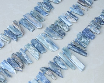 Blue Gray Kyanite Slice Beads, Natural Kyanite Slice, Kyanite Pendants, Natural Gemstone Beads, Kyanite Jewelry, Full Strand - 40+mm / 60+mm