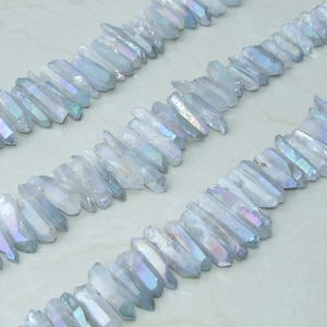Points de quartz transparents aura bleu ange, cristal de quartz, pointes de cristal, quartz cristal brut, plein - demi-brin, perles de pierres précieuses - 20 mm - 38 mm