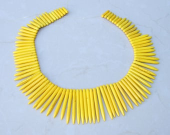 Yellow Turquoise, Spike Beads, Spike Collar, Spike Choker Necklace, Turquoise Spike Necklace, Statement Necklace, Spike Bib Necklace, 50mm