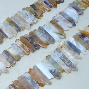 Natural Agate Slice, Slab, Stick, Teeth, Graduated Natural Agate, Gemstone Beads, Highly Polished, Jewelry Stones, Half Strand, 20mm - 45+mm
