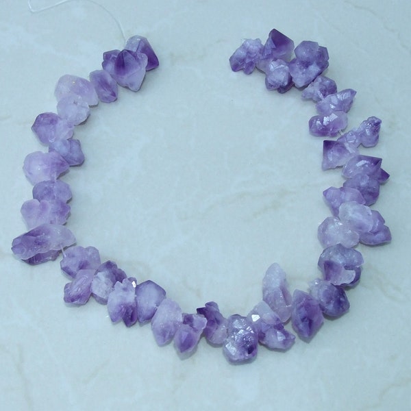 Large Amethyst Quartz Short Points, Dark Purple Quartz Amethyst Nugget, Gemstone Beads, Amethyst Bead, Diamond, Full / Half Strand, 15-25+mm