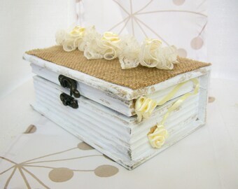 Rustic Card Box \ Wedding Card Holder with Burlap and Lace\ Cards Banner Rustic Wedding Gift
