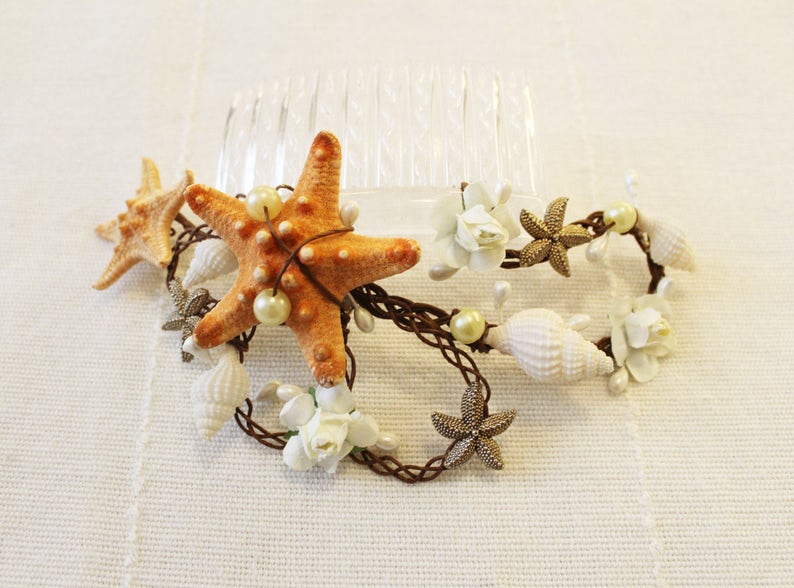 Hair Accessories Beach Wedding Seashell Starfish Bridesmaid Etsy