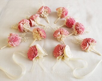 Boutonniere, Groom boutonniere, Sola Flower, Wedding Boutonniere  Wedding Flowers