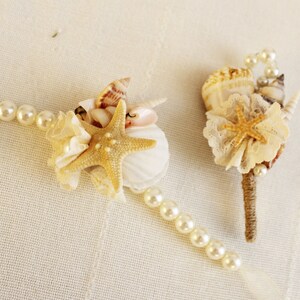 Shell Boutonniere  Starfish, Wedding Sea Shell, Beach Wedding, Groom Boutonniere, Clamshells boutonnieres, Starfish, Button Boutonniere
