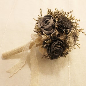 Hochzeit Bouquet, Sola Blumen, Brautstrauß, Brautjungfer Bouquet, Sola Blumen Elfenbein / Grau Farben, handgemachte natürliche Hochzeit Bouquet