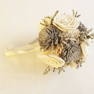 Hochzeit Bouquet, Sola Blumen, Brautstrauß, Brautjungfer Bouquet, Sola Blumen Elfenbein / Grau Farben, handgemachte natürliche Hochzeit Bouquet