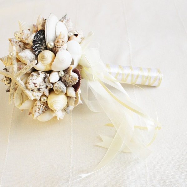 Bouquet de coquillages, Mer bouquet nuptiale, Bouquet de demoiselle d’honneur, Mariage sur la plage, Mariage nautique, Mariage côtier, Bouquet de coquilles, Étoiles de mer