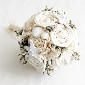 Muschel Bouquet, Sola Blumen, Brautstrauß Meer, Brautjungfer Bouquet Meer, Strandhochzeit, Nautische Hochzeit, Seestern