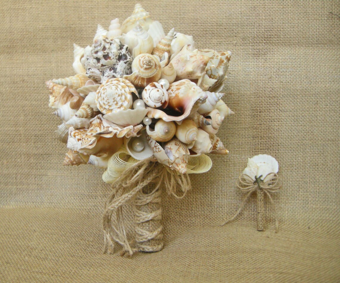 Shellbee Shell Bouquet Sea Shell Bouquet, Bridal Bouquet Sea, Bridesmaid Bouquet, Beach ...