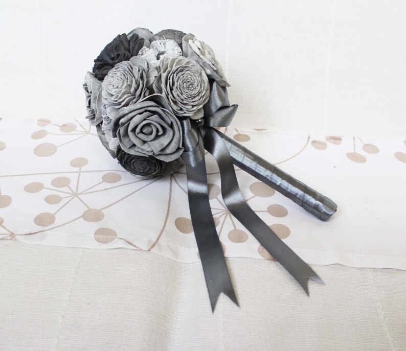 Sola Flowers gray colors Bridesmaid bouquet Wedding Bouquet Sola flowers Handmade Natural Wedding Bouquet Bridal Bouquet