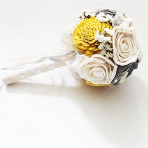 Hochzeit Bouquet, Sola Blumenstrauß, Brautstrauß, Brautjungfer, Sola Blumen Elfenbein / gelb / grau / Farben, handgemachte natürliche Hochzeit Bouquet