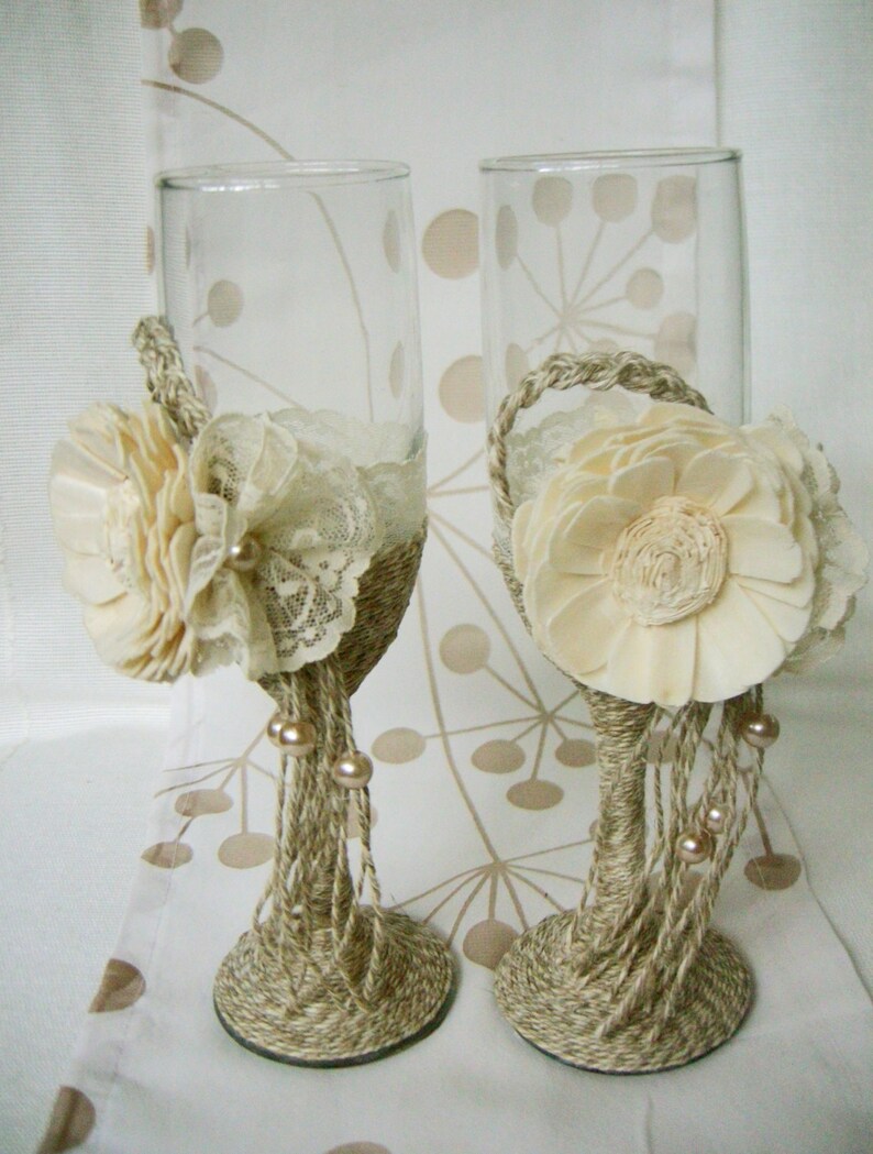 Rustic Wedding Champagne Glasses / Country Barn Wedding Wine Etsy