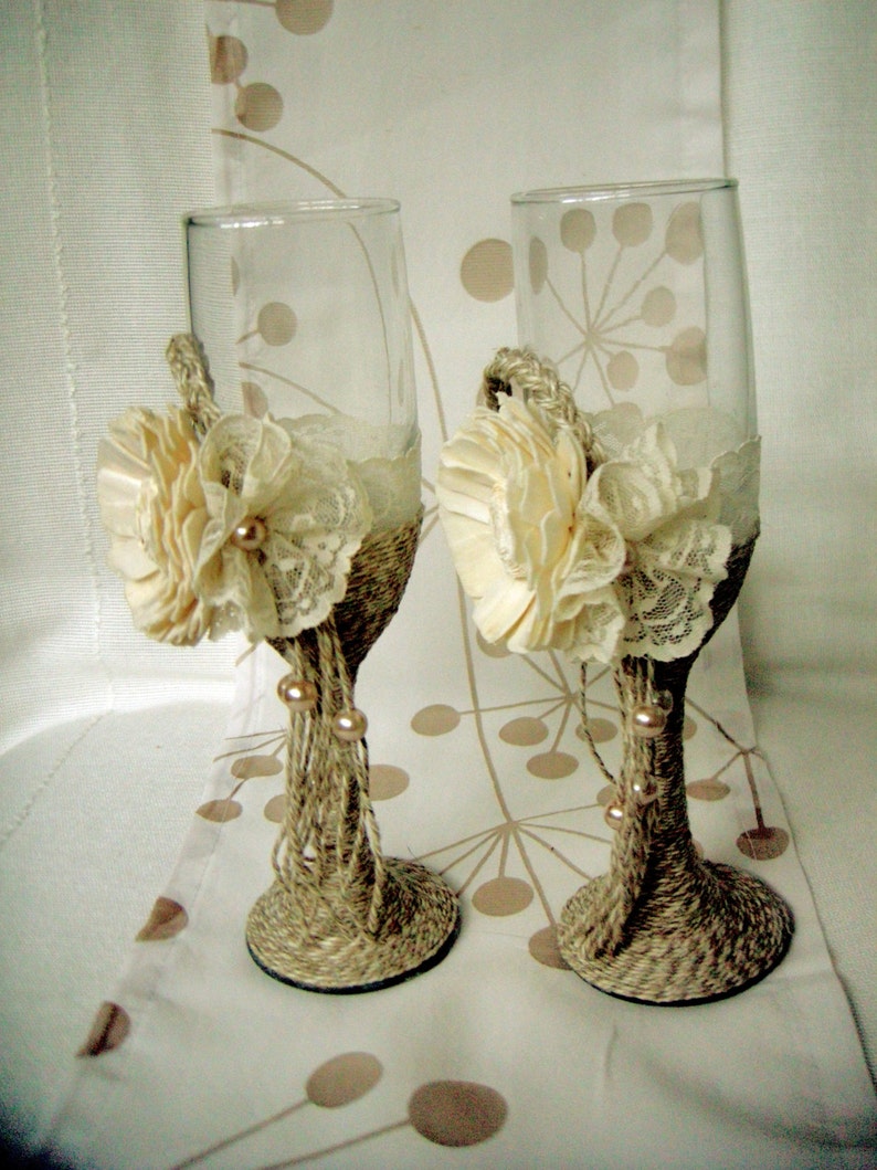 Rustic Wedding Champagne Glasses / Country Barn Wedding Wine Etsy