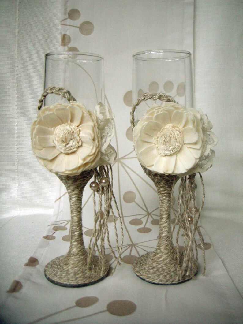 Rustic Wedding Champagne Glasses / Country Barn Wedding Wine Etsy